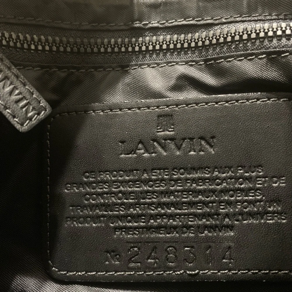 Lanvin Vintage Monogram Logo Textile Clutch Tan Beige Wristlet NWT - Picture 9 of 11